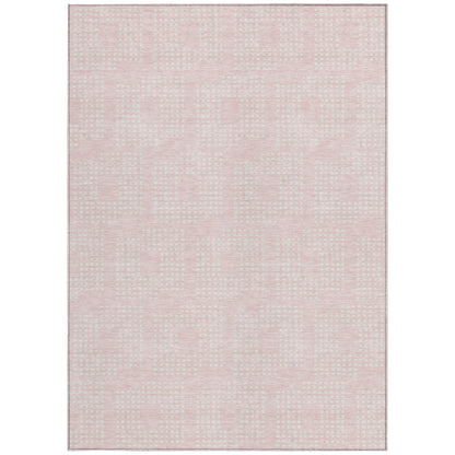 Tabselect Home Line 5' X 8' Pink And Ivory Geometric Washable Indoor Outdoor Area Rug
