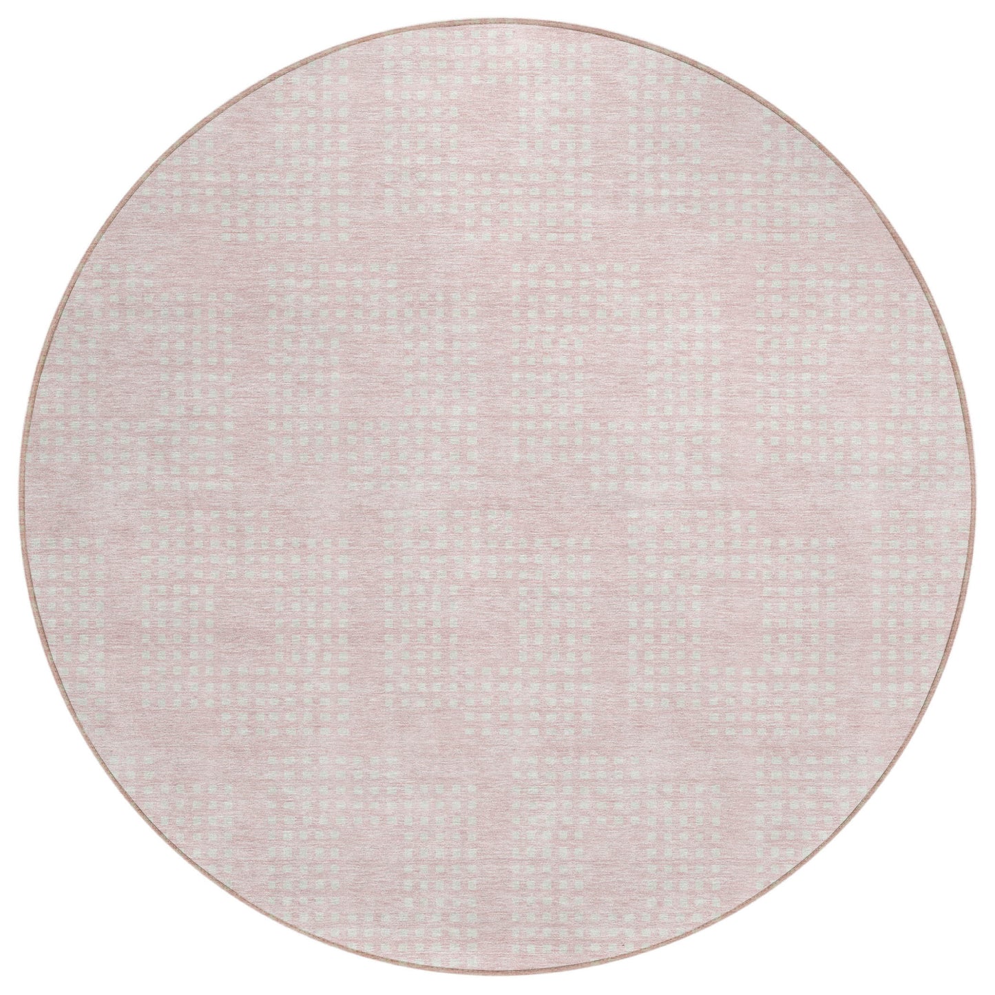 Tabselect Home Line 8' Pink And Ivory Round Geometric Washable Indoor Outdoor Area Rug