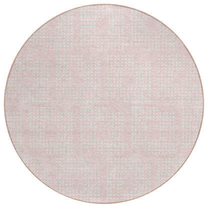 Tabselect Home Line 8' Pink And Ivory Round Geometric Washable Indoor Outdoor Area Rug