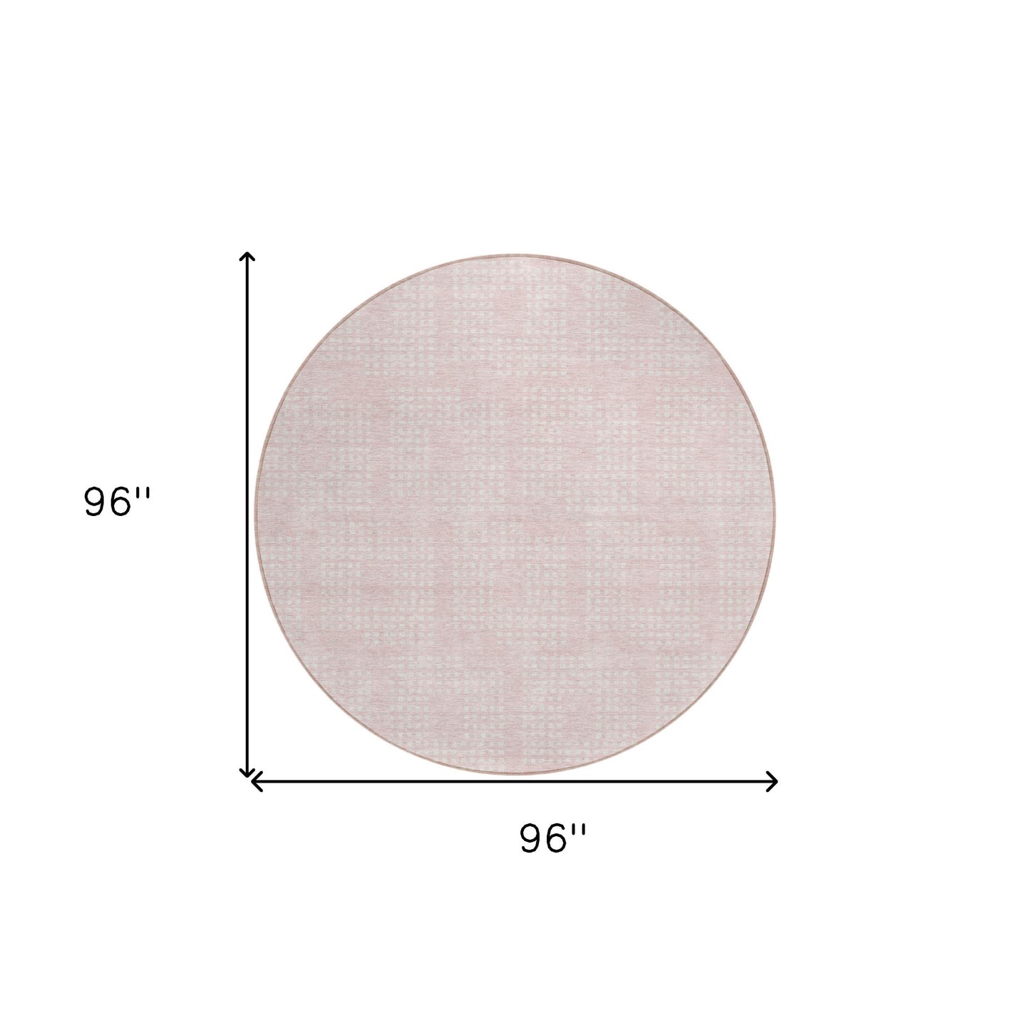 Tabselect Home Line 8' Pink And Ivory Round Geometric Washable Indoor Outdoor Area Rug