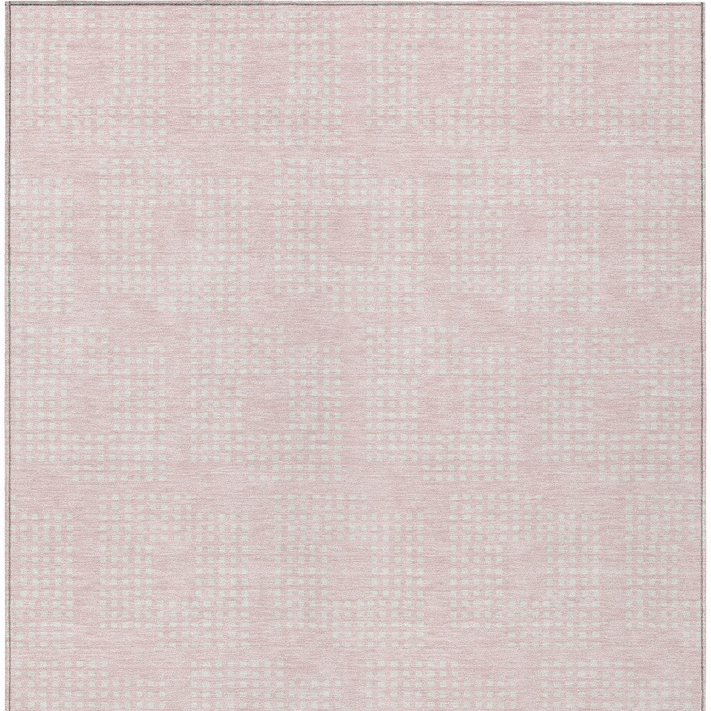 Tabselect Home Line 8' X 10' Pink And Ivory Geometric Washable Indoor Outdoor Area Rug