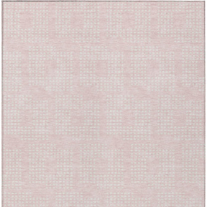 Tabselect Home Line 8' X 10' Pink And Ivory Geometric Washable Indoor Outdoor Area Rug