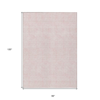 Tabselect Home Line 8' X 10' Pink And Ivory Geometric Washable Indoor Outdoor Area Rug