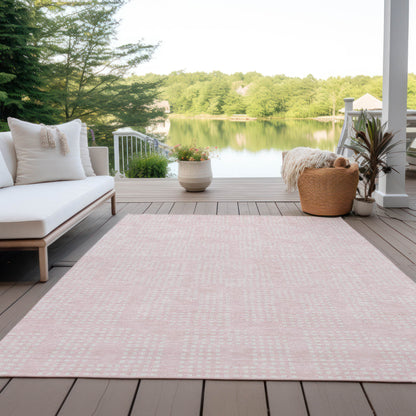 Tabselect Home Line 8' X 10' Pink And Ivory Geometric Washable Indoor Outdoor Area Rug