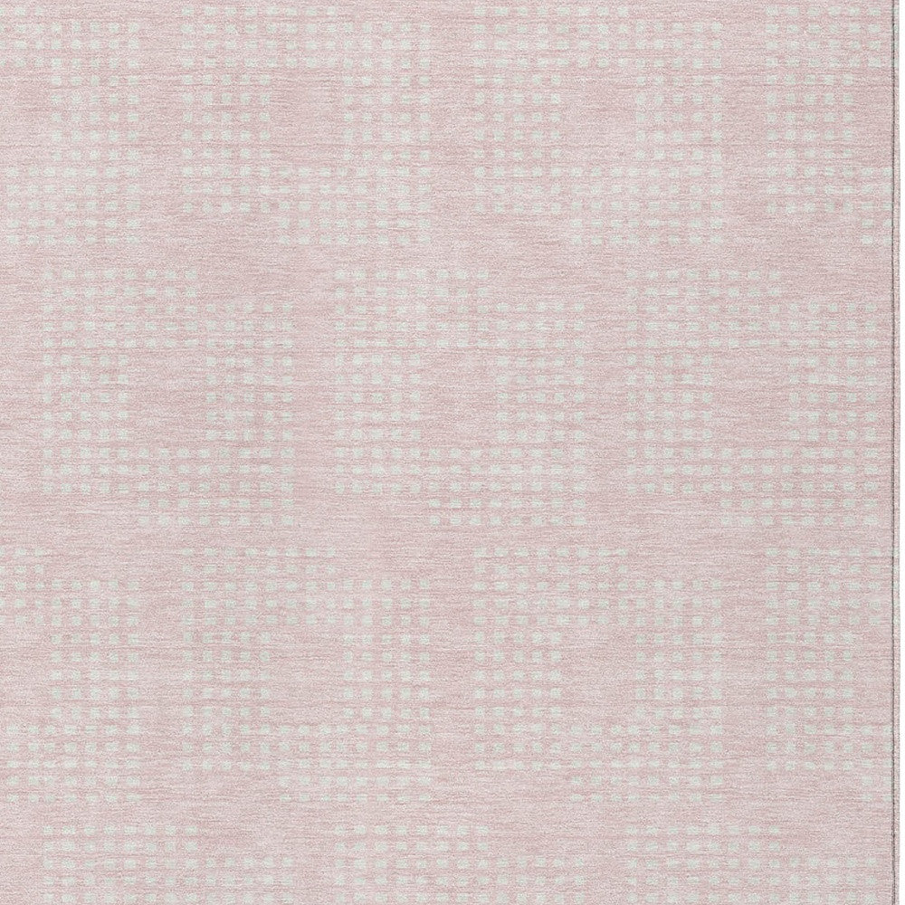 Tabselect Home Line 8' X 10' Pink And Ivory Geometric Washable Indoor Outdoor Area Rug