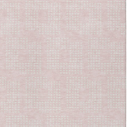 Tabselect Home Line 8' X 10' Pink And Ivory Geometric Washable Indoor Outdoor Area Rug