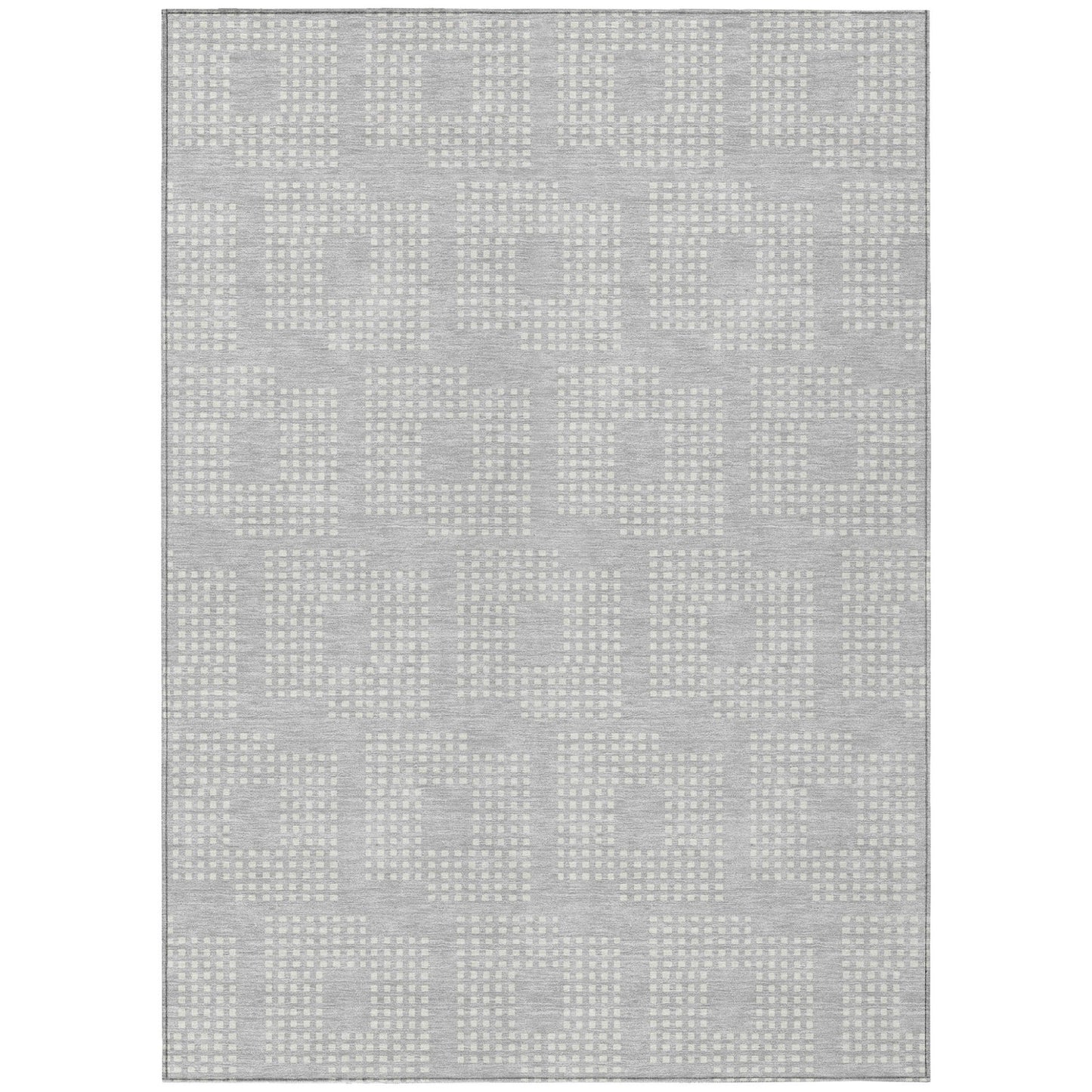 Tabselect Home Line 5' X 8' Silver And Ivory Geometric Washable Indoor Outdoor Area Rug