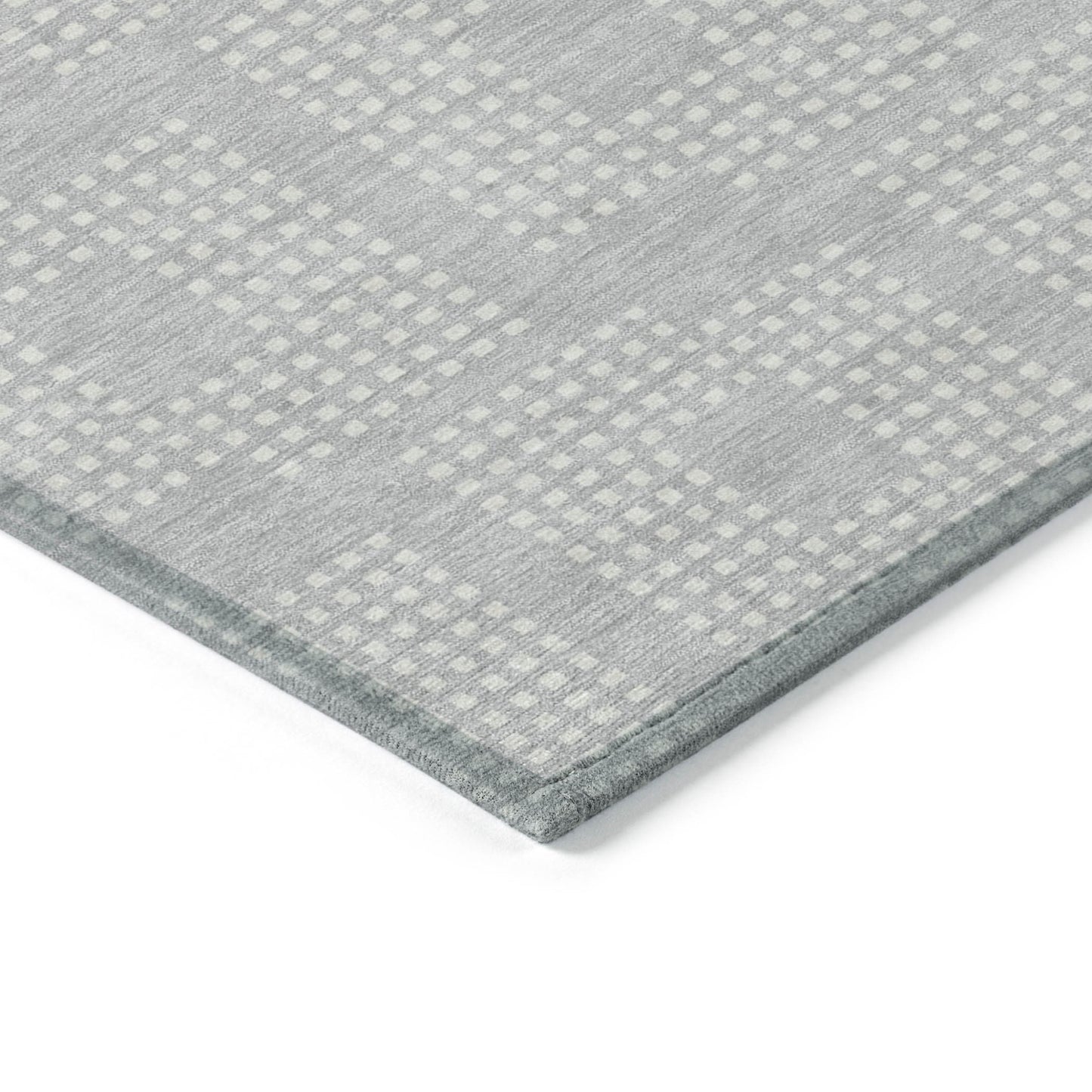Tabselect Home Line 5' X 8' Silver And Ivory Geometric Washable Indoor Outdoor Area Rug