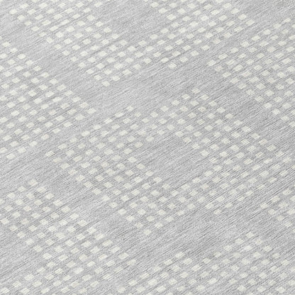 Tabselect Home Line 8' Silver And Ivory Round Geometric Washable Indoor Outdoor Area Rug