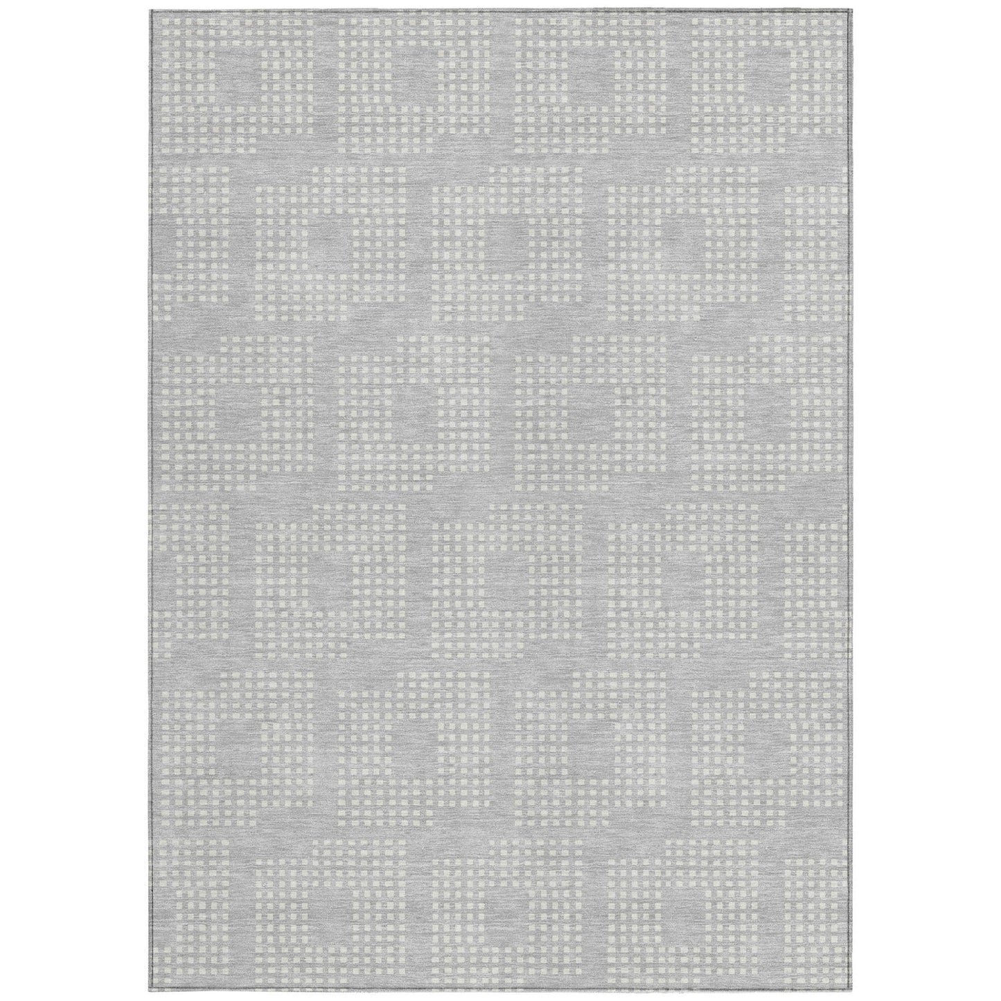 Tabselect Home Line 8' X 10' Silver And Ivory Geometric Washable Indoor Outdoor Area Rug