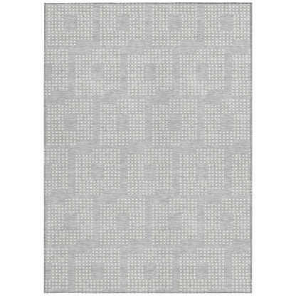 Tabselect Home Line 8' X 10' Silver And Ivory Geometric Washable Indoor Outdoor Area Rug