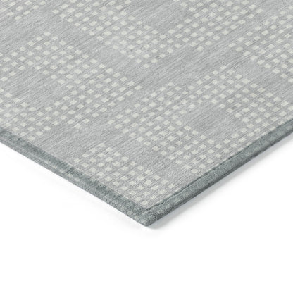 Tabselect Home Line 8' X 10' Silver And Ivory Geometric Washable Indoor Outdoor Area Rug