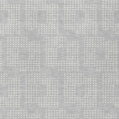 Tabselect Home Line 8' X 10' Silver And Ivory Geometric Washable Indoor Outdoor Area Rug