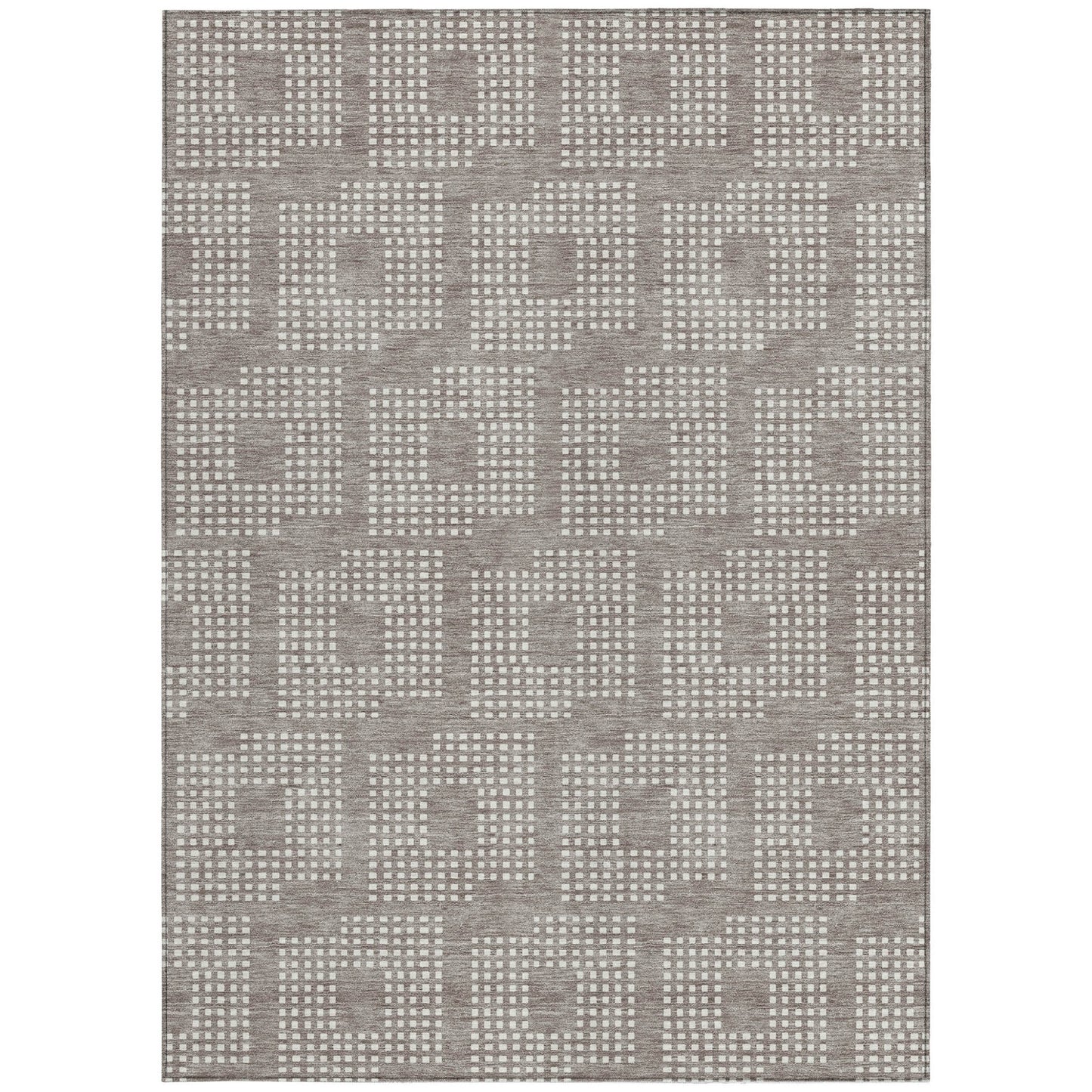 Tabselect Home Line 5' X 8' Taupe And Ivory Geometric Washable Indoor Outdoor Area Rug