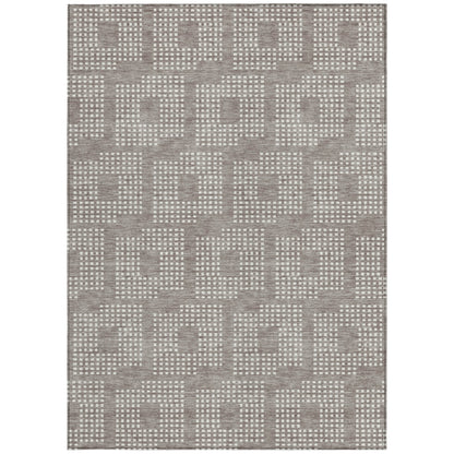 Tabselect Home Line 5' X 8' Taupe And Ivory Geometric Washable Indoor Outdoor Area Rug