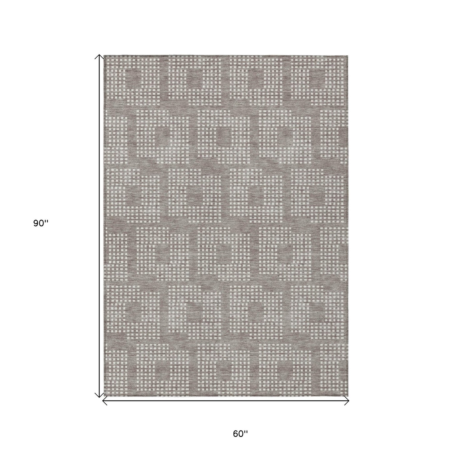Tabselect Home Line 5' X 8' Taupe And Ivory Geometric Washable Indoor Outdoor Area Rug