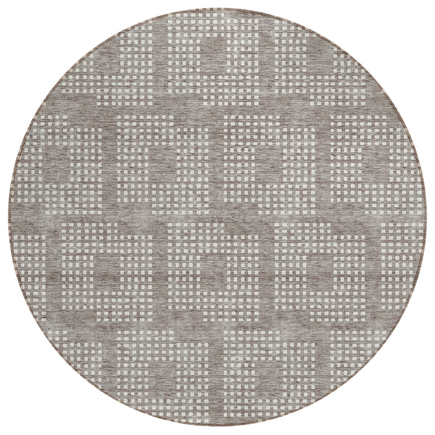 Tabselect Home Line 8' Taupe And Ivory Round Geometric Washable Indoor Outdoor Area Rug