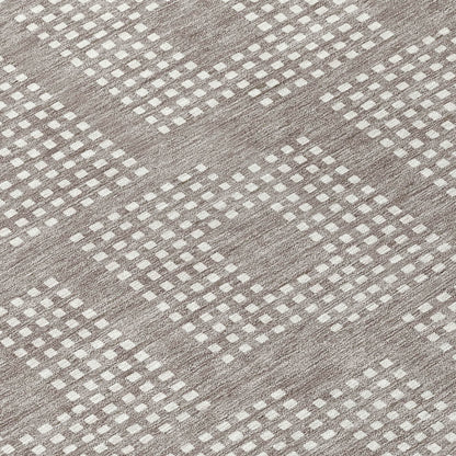 Tabselect Home Line 8' Taupe And Ivory Round Geometric Washable Indoor Outdoor Area Rug