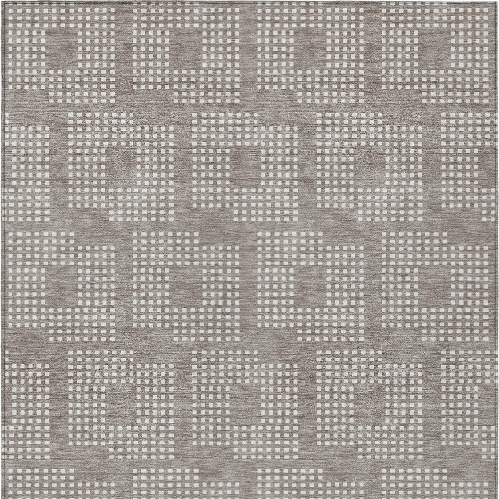 Tabselect Home Line 8' X 10' Taupe And Ivory Geometric Washable Indoor Outdoor Area Rug