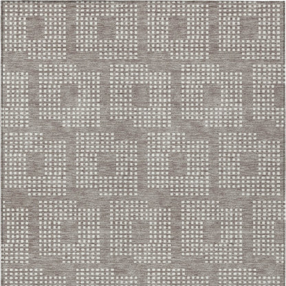 Tabselect Home Line 8' X 10' Taupe And Ivory Geometric Washable Indoor Outdoor Area Rug