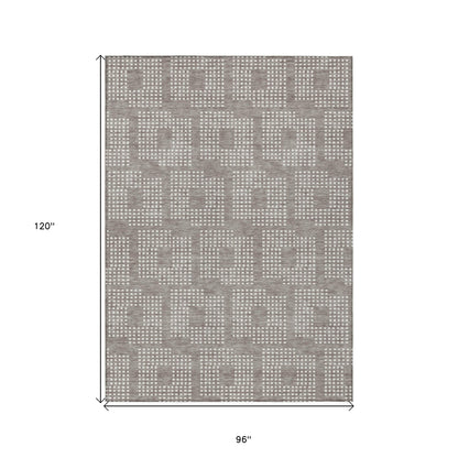 Tabselect Home Line 8' X 10' Taupe And Ivory Geometric Washable Indoor Outdoor Area Rug