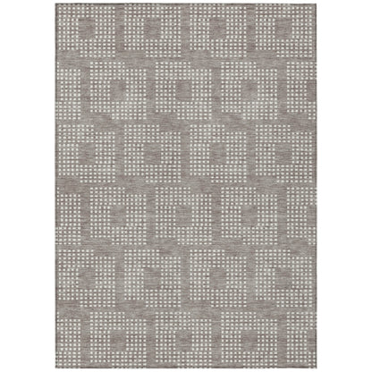 Tabselect Home Line 8' X 10' Taupe And Ivory Geometric Washable Indoor Outdoor Area Rug