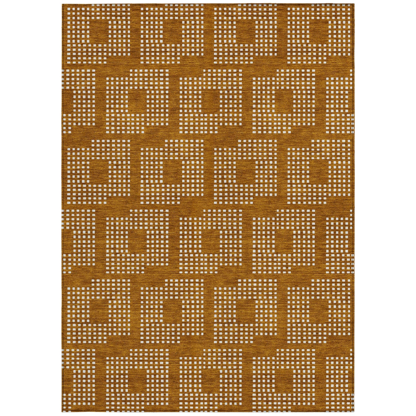 Tabselect Home Line 5' X 8' Terra Cotta And Ivory Geometric Washable Indoor Outdoor Area Rug