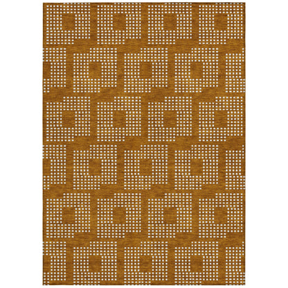 Tabselect Home Line 5' X 8' Terra Cotta And Ivory Geometric Washable Indoor Outdoor Area Rug