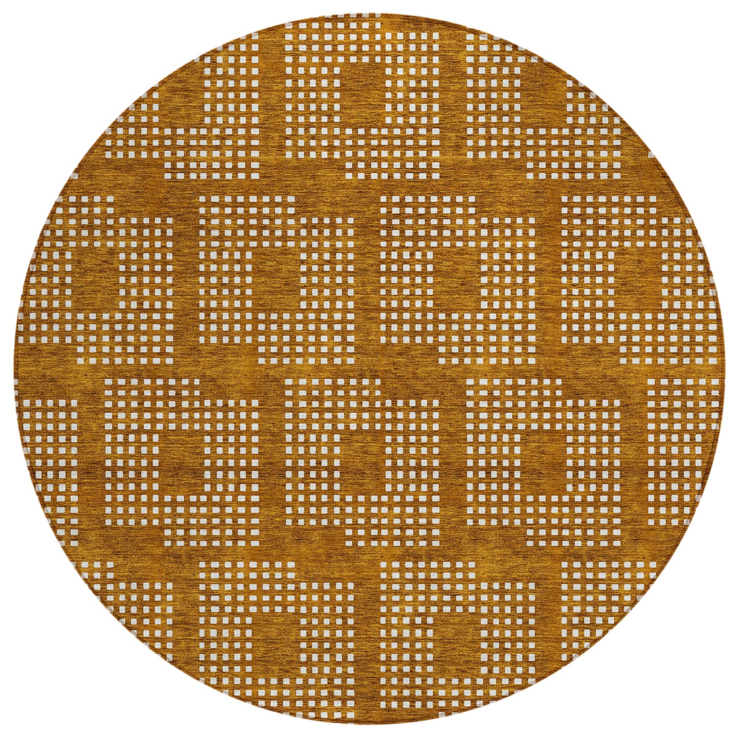 Tabselect Home Line 8' Terra Cotta And Ivory Round Geometric Washable Indoor Outdoor Area Rug