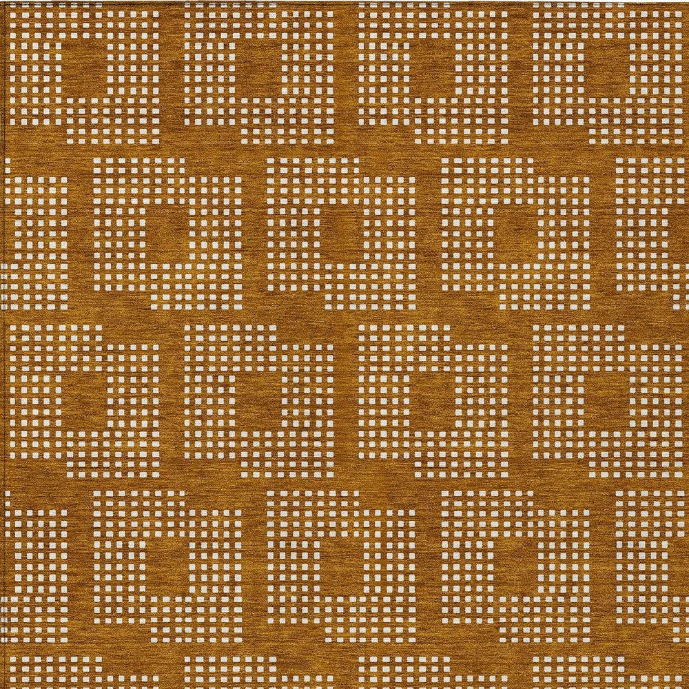 Tabselect Home Line 8' X 10' Terra Cotta And Ivory Geometric Washable Indoor Outdoor Area Rug