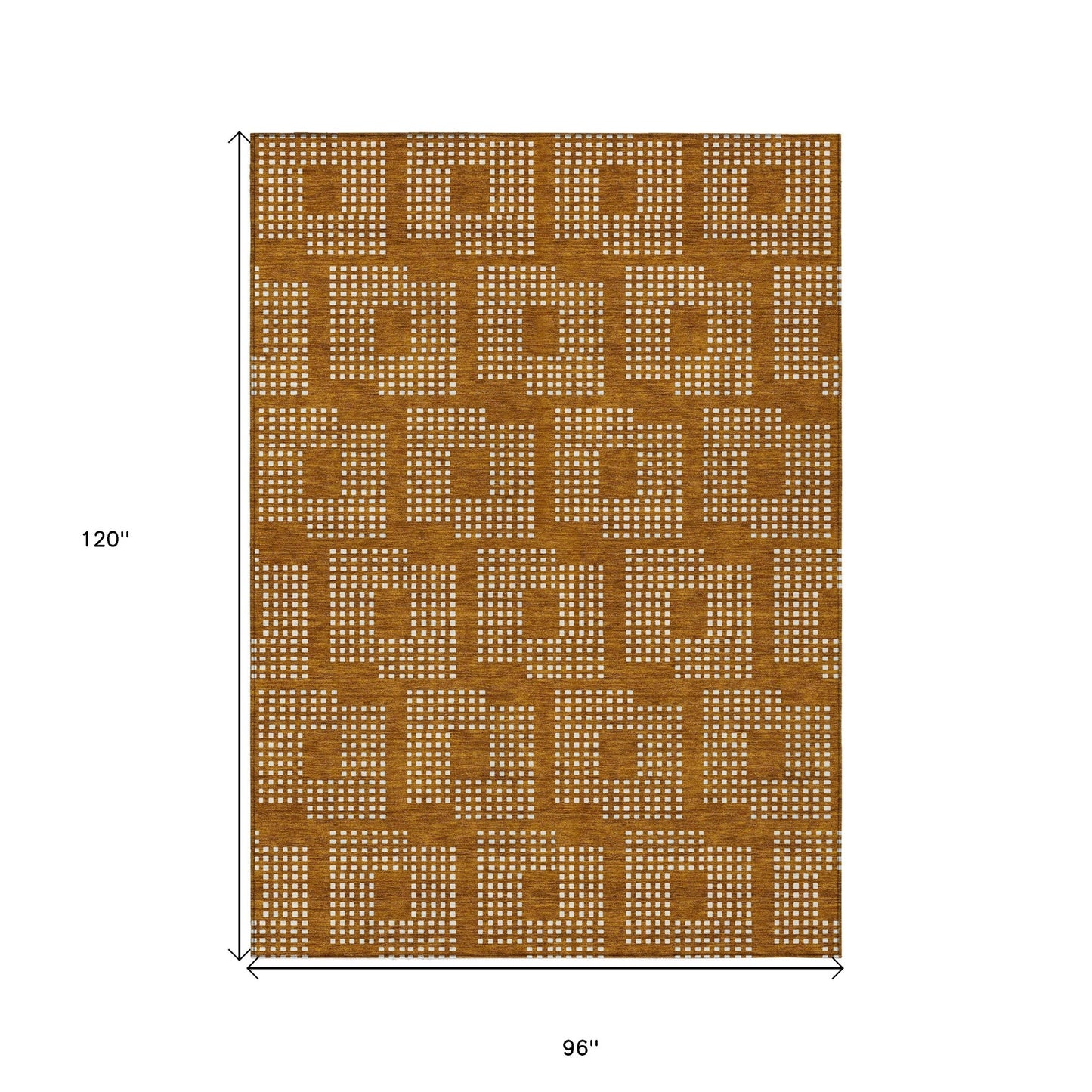 Tabselect Home Line 8' X 10' Terra Cotta And Ivory Geometric Washable Indoor Outdoor Area Rug