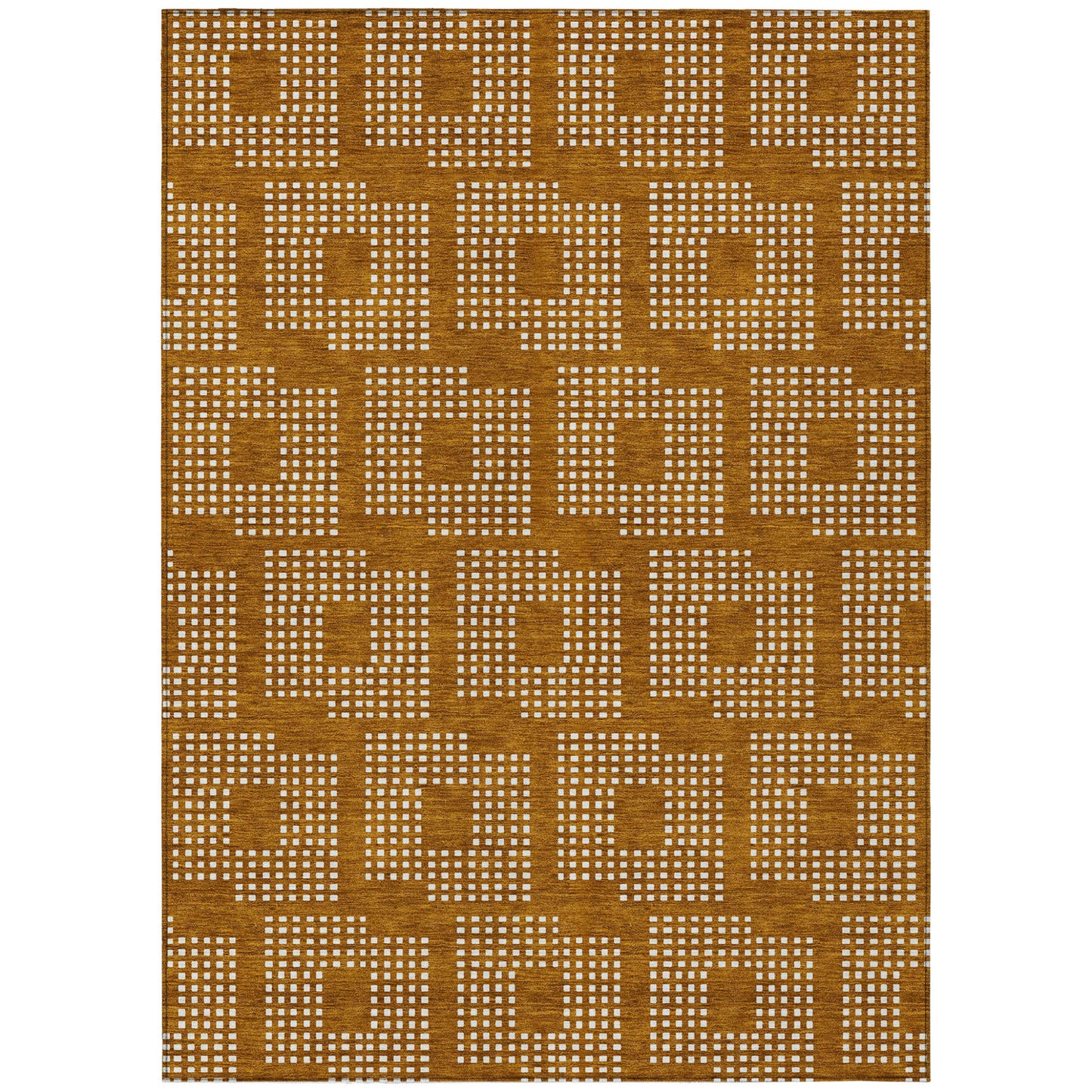 Tabselect Home Line 8' X 10' Terra Cotta And Ivory Geometric Washable Indoor Outdoor Area Rug