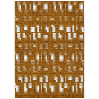 Tabselect Home Line 8' X 10' Terra Cotta And Ivory Geometric Washable Indoor Outdoor Area Rug