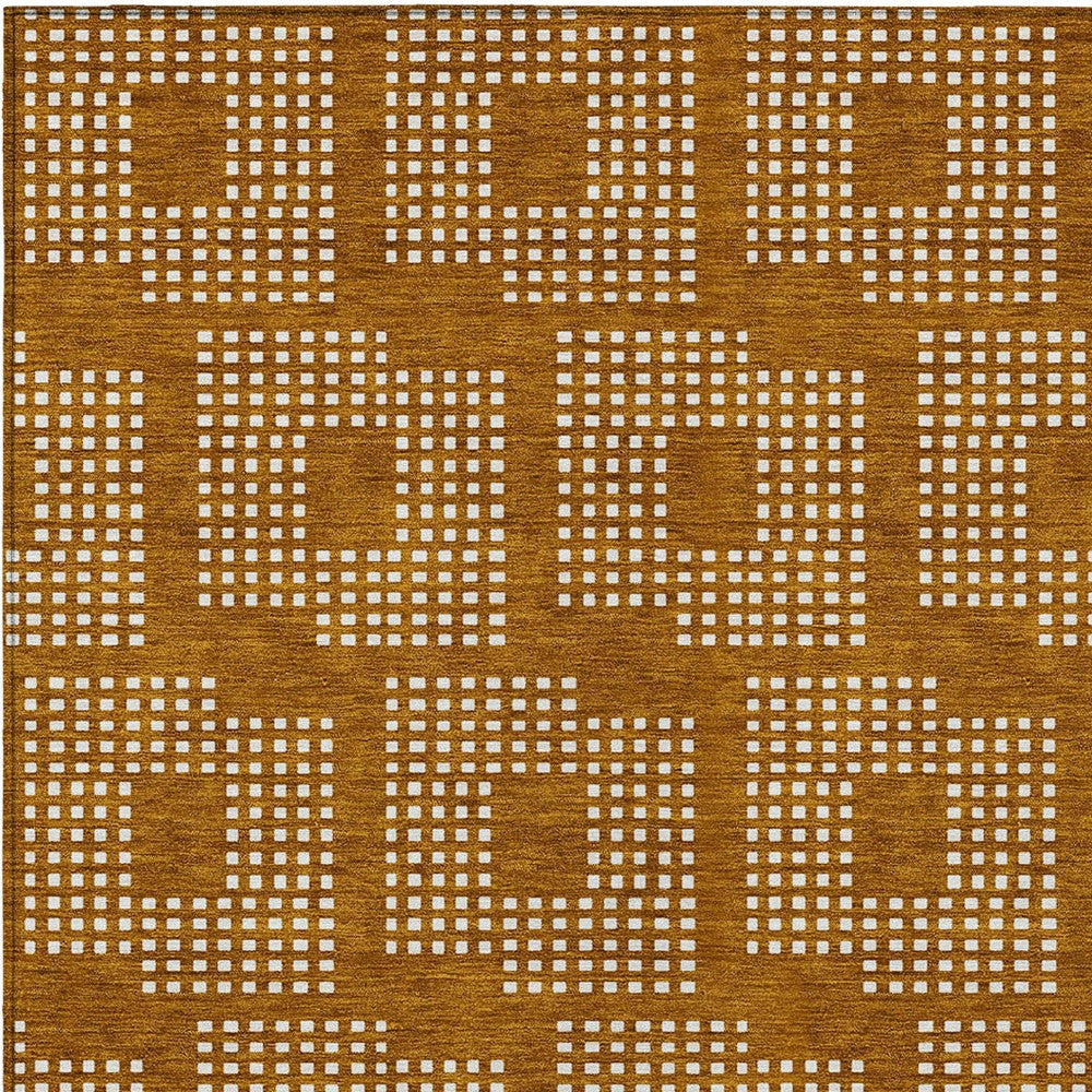 Tabselect Home Line 8' X 10' Terra Cotta And Ivory Geometric Washable Indoor Outdoor Area Rug