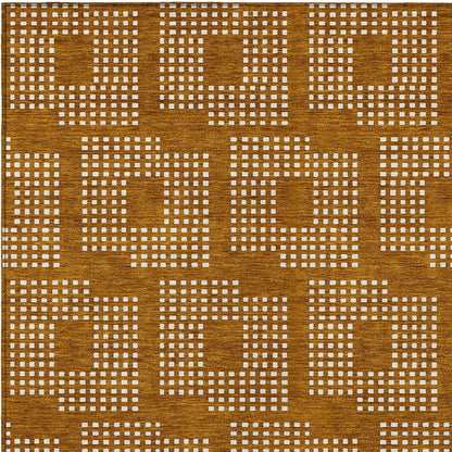 Tabselect Home Line 8' X 10' Terra Cotta And Ivory Geometric Washable Indoor Outdoor Area Rug