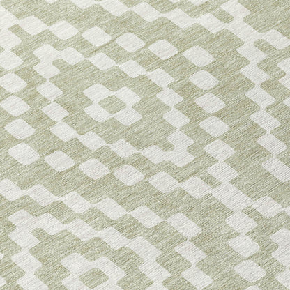 Tabselect Home Line 9' X 12' Artichoke Green And Ivory Geometric Washable Indoor Outdoor Area Rug