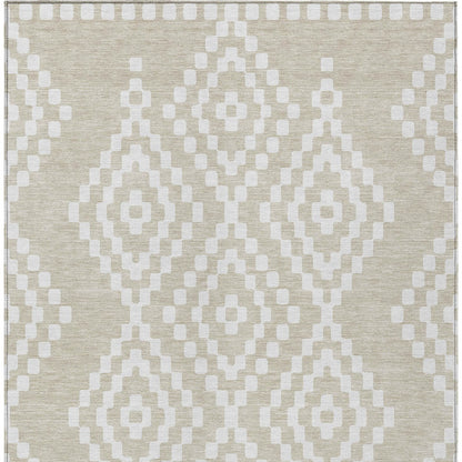 Tabselect Home Line 5' X 8' Beige And Ivory Geometric Washable Indoor Outdoor Area Rug