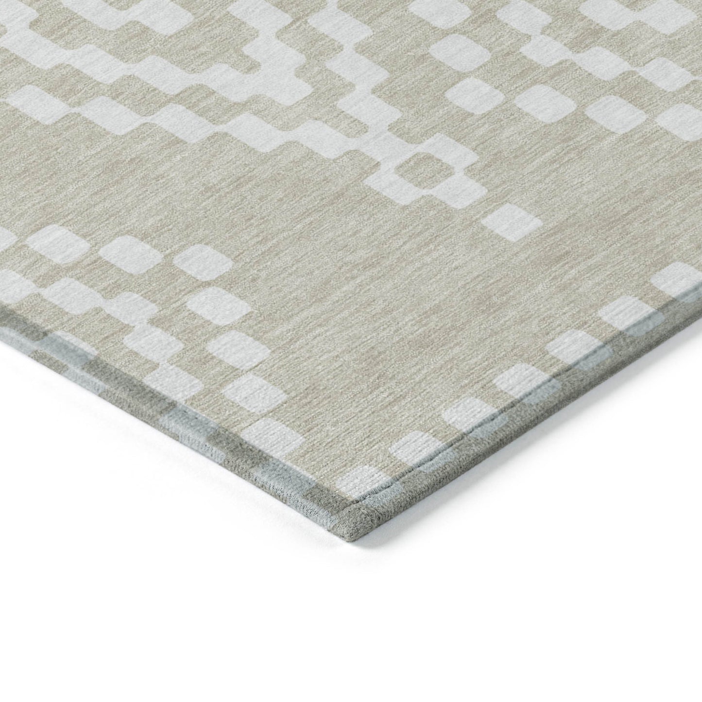 Tabselect Home Line 5' X 8' Beige And Ivory Geometric Washable Indoor Outdoor Area Rug