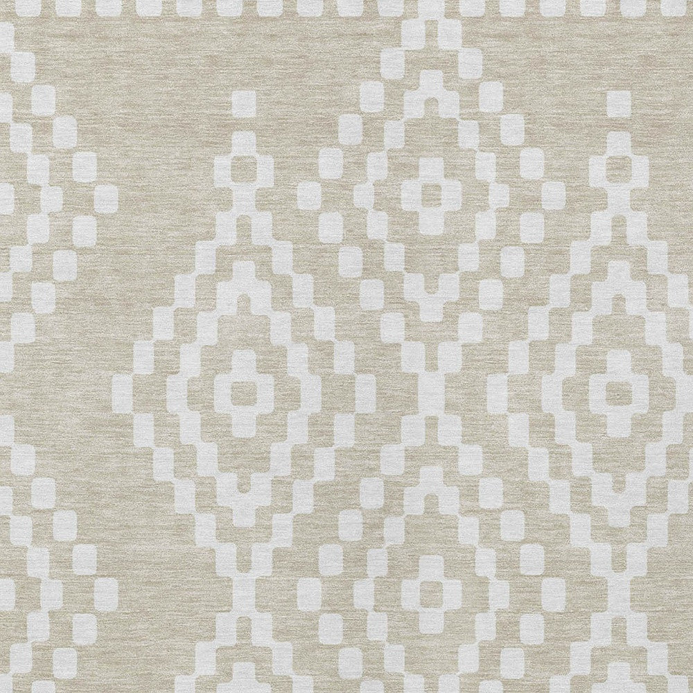 Tabselect Home Line 5' X 8' Beige And Ivory Geometric Washable Indoor Outdoor Area Rug