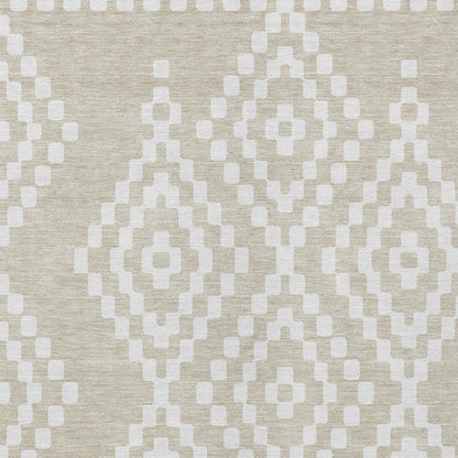 Tabselect Home Line 5' X 8' Beige And Ivory Geometric Washable Indoor Outdoor Area Rug