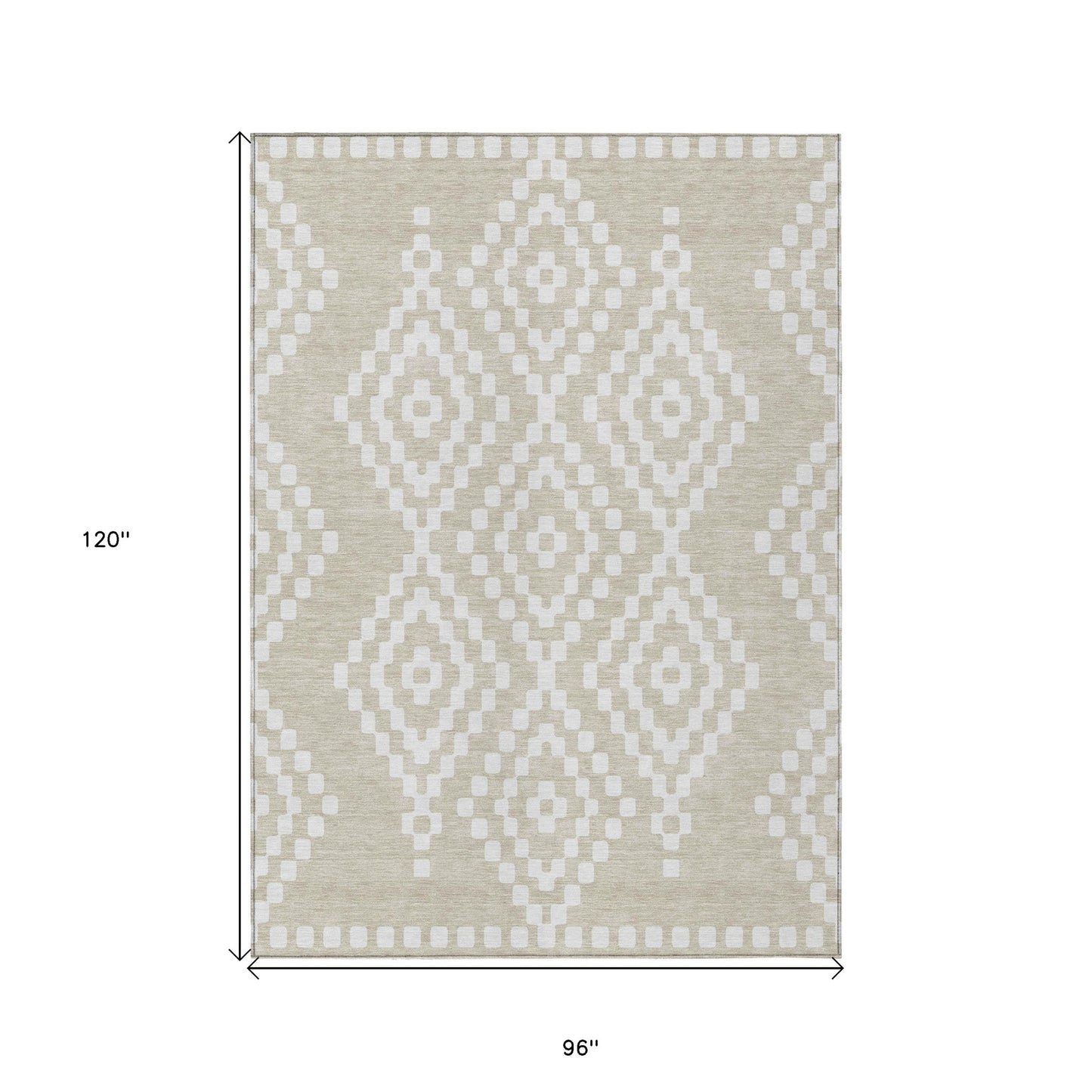 Tabselect Home Line 8' X 10' Beige And Ivory Geometric Washable Indoor Outdoor Area Rug