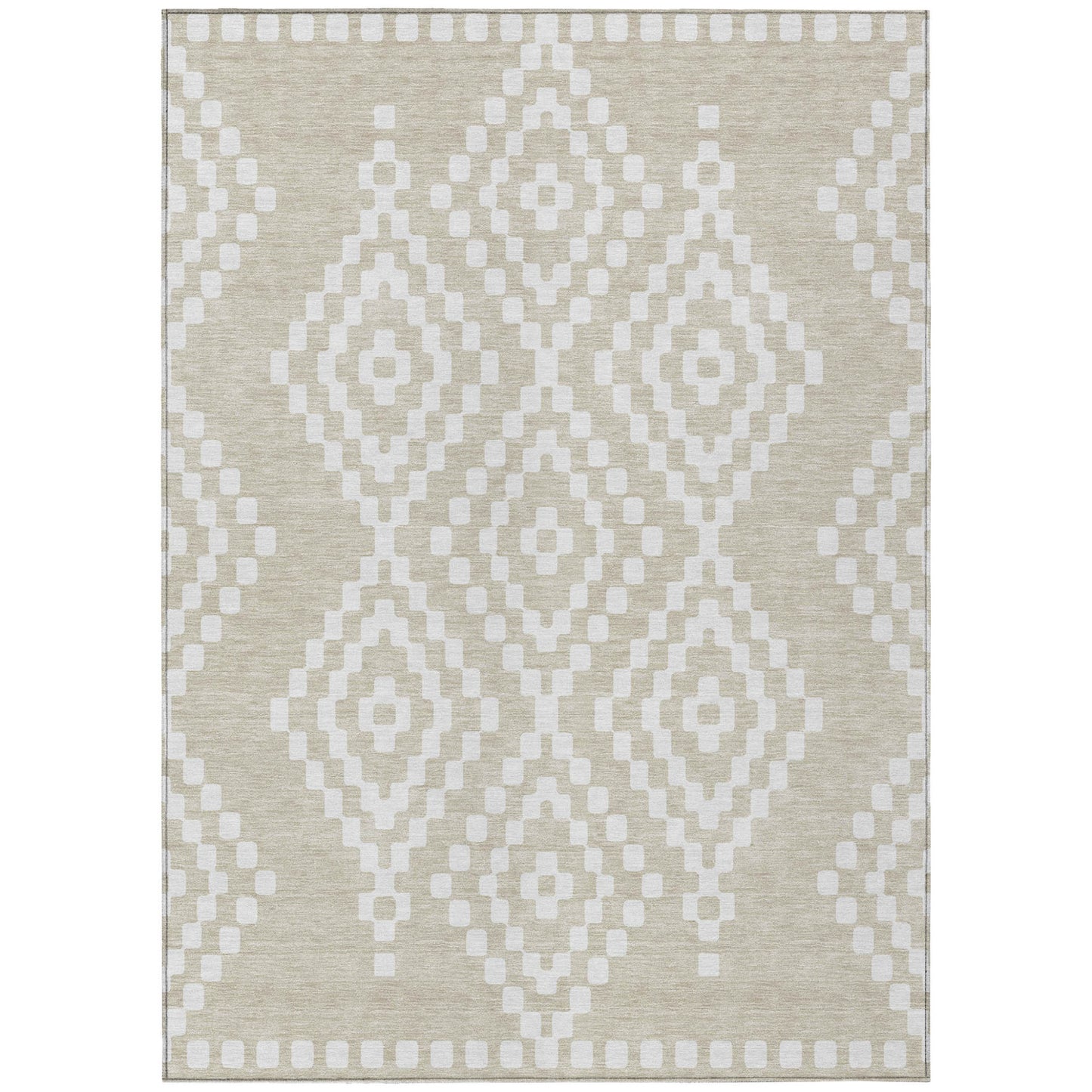 Tabselect Home Line 8' X 10' Beige And Ivory Geometric Washable Indoor Outdoor Area Rug