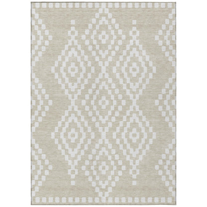 Tabselect Home Line 8' X 10' Beige And Ivory Geometric Washable Indoor Outdoor Area Rug