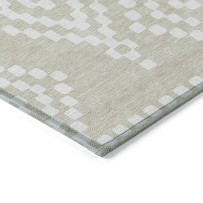 Tabselect Home Line 8' X 10' Beige And Ivory Geometric Washable Indoor Outdoor Area Rug