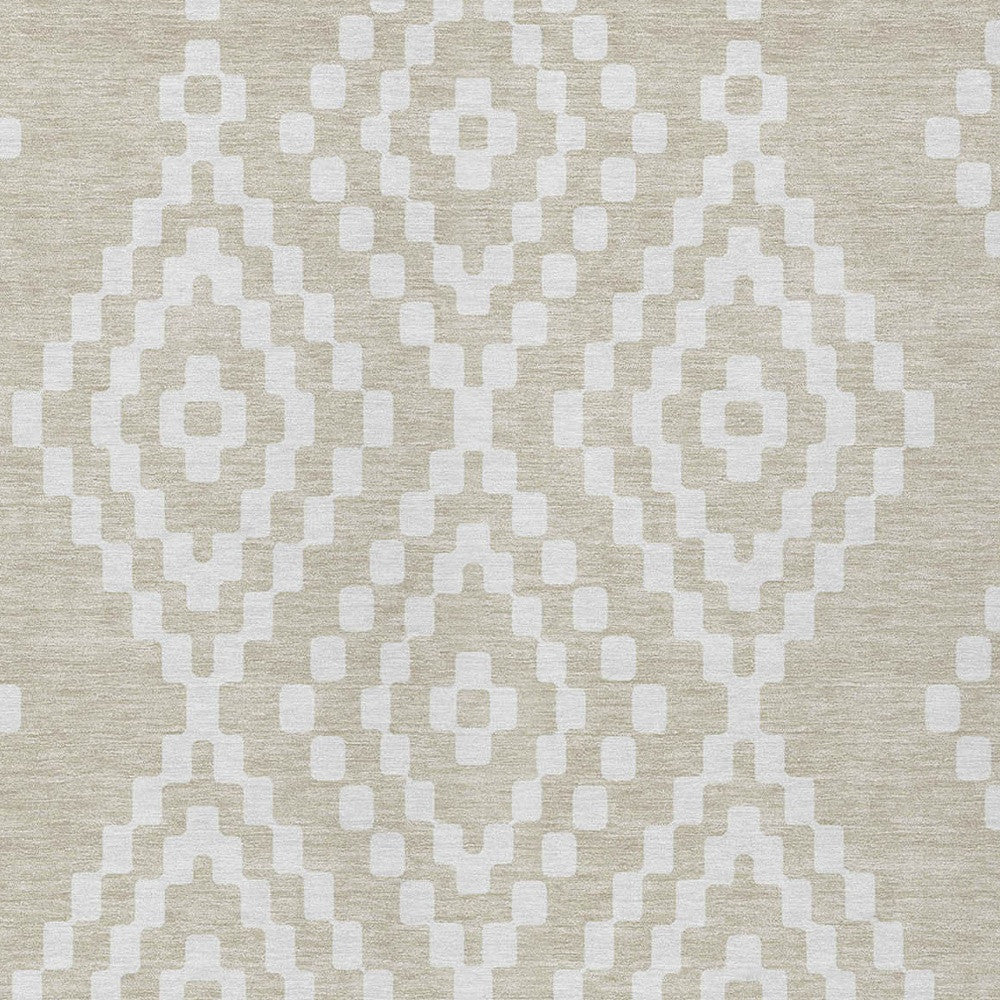 Tabselect Home Line 8' X 10' Beige And Ivory Geometric Washable Indoor Outdoor Area Rug