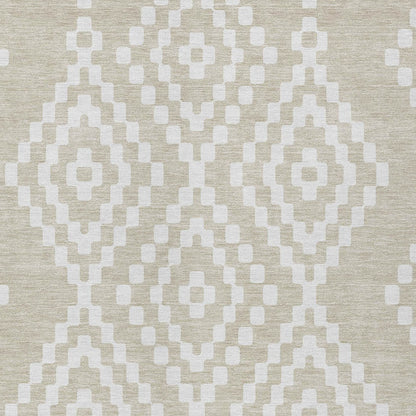 Tabselect Home Line 8' X 10' Beige And Ivory Geometric Washable Indoor Outdoor Area Rug