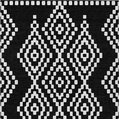 Tabselect Home Line 8' X 10' Black And Ivory Geometric Washable Indoor Outdoor Area Rug