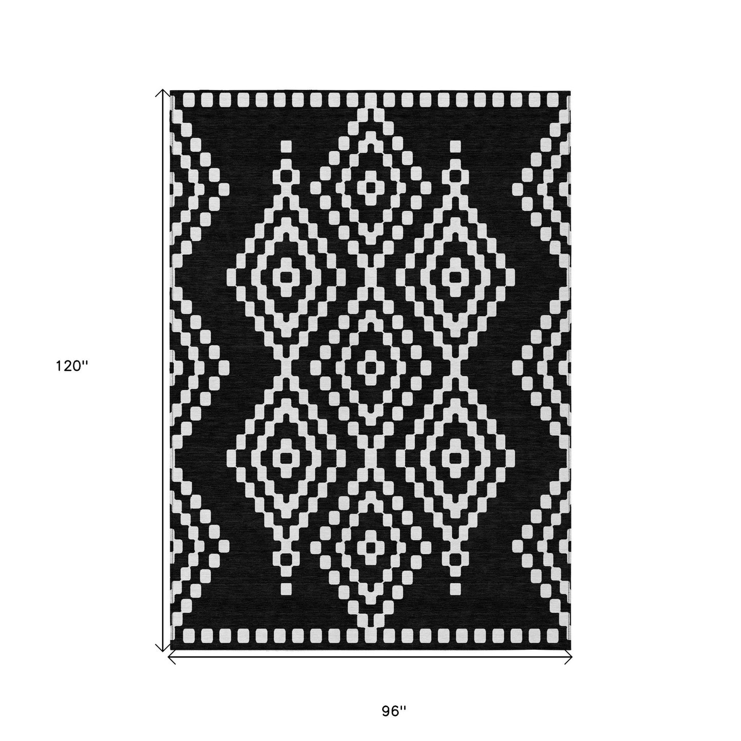 Tabselect Home Line 8' X 10' Black And Ivory Geometric Washable Indoor Outdoor Area Rug