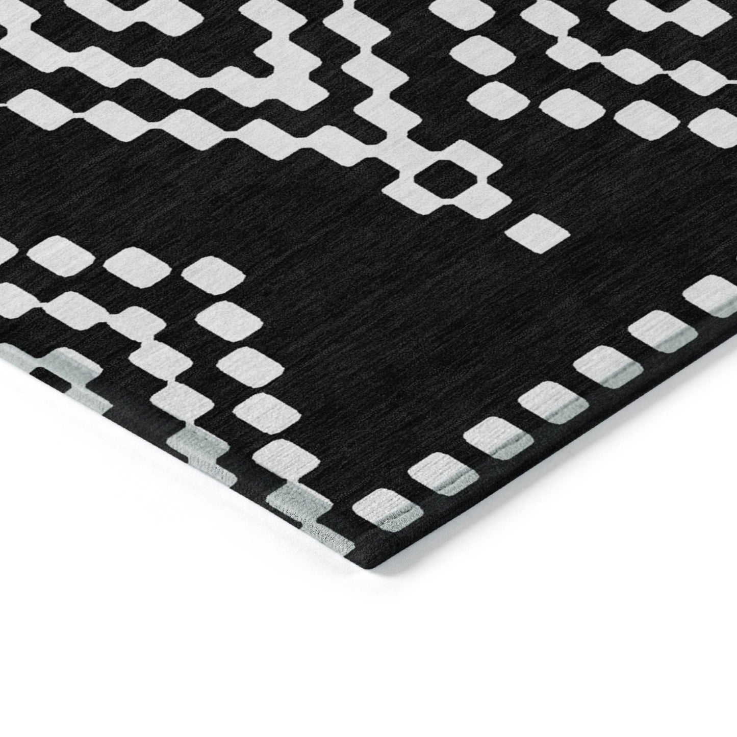 Tabselect Home Line 8' X 10' Black And Ivory Geometric Washable Indoor Outdoor Area Rug