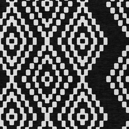 Tabselect Home Line 8' X 10' Black And Ivory Geometric Washable Indoor Outdoor Area Rug